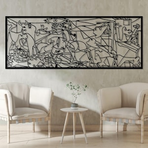 Guernica Pablo Picasso Metal Wall Art, Cubic Metal Art, Unique Modern Home Decor, Guernica Painting Artwork, Art Lovers Gift, Metal Line Art