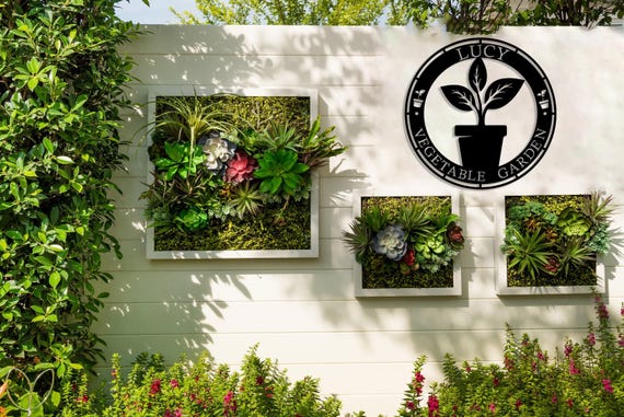 Custom Metal Garden Name Sign, Personalized Garden Sign, Garden Wall Hanging For Decoration, Potted Plant Art, Garden Yard Art, Home Gift