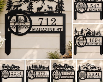 Custom Metal Garden Address Stake Sign, Different Design Options, Family Name Adress Sign Gift, Closing Gift,  Outdoor Frontyard Sign