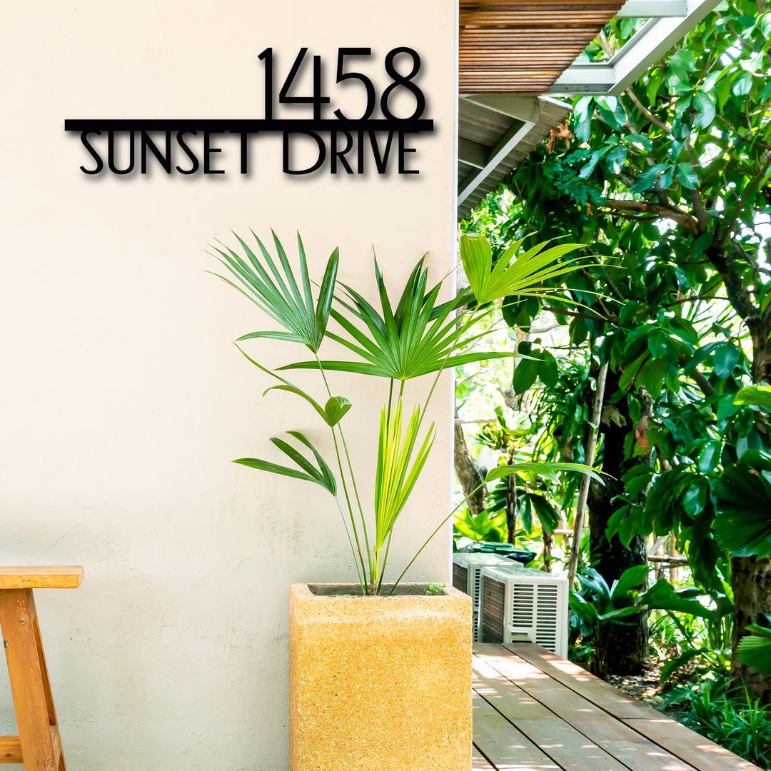 Art Deco Home Address Metal Sign, Custom Modern Address Sign ...