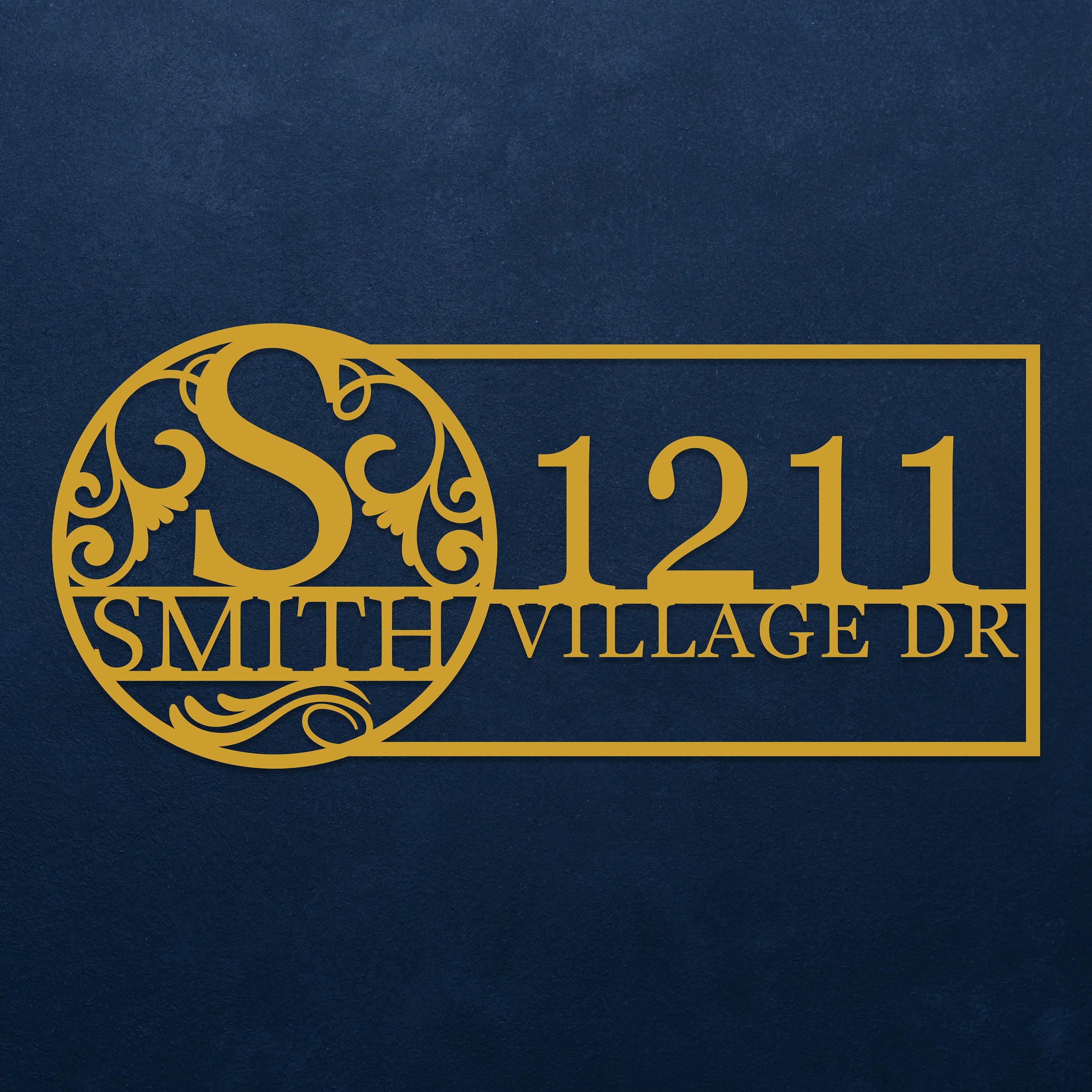 Custom Monogram Metal Address Sign, Personalized Family Name Sign ...
