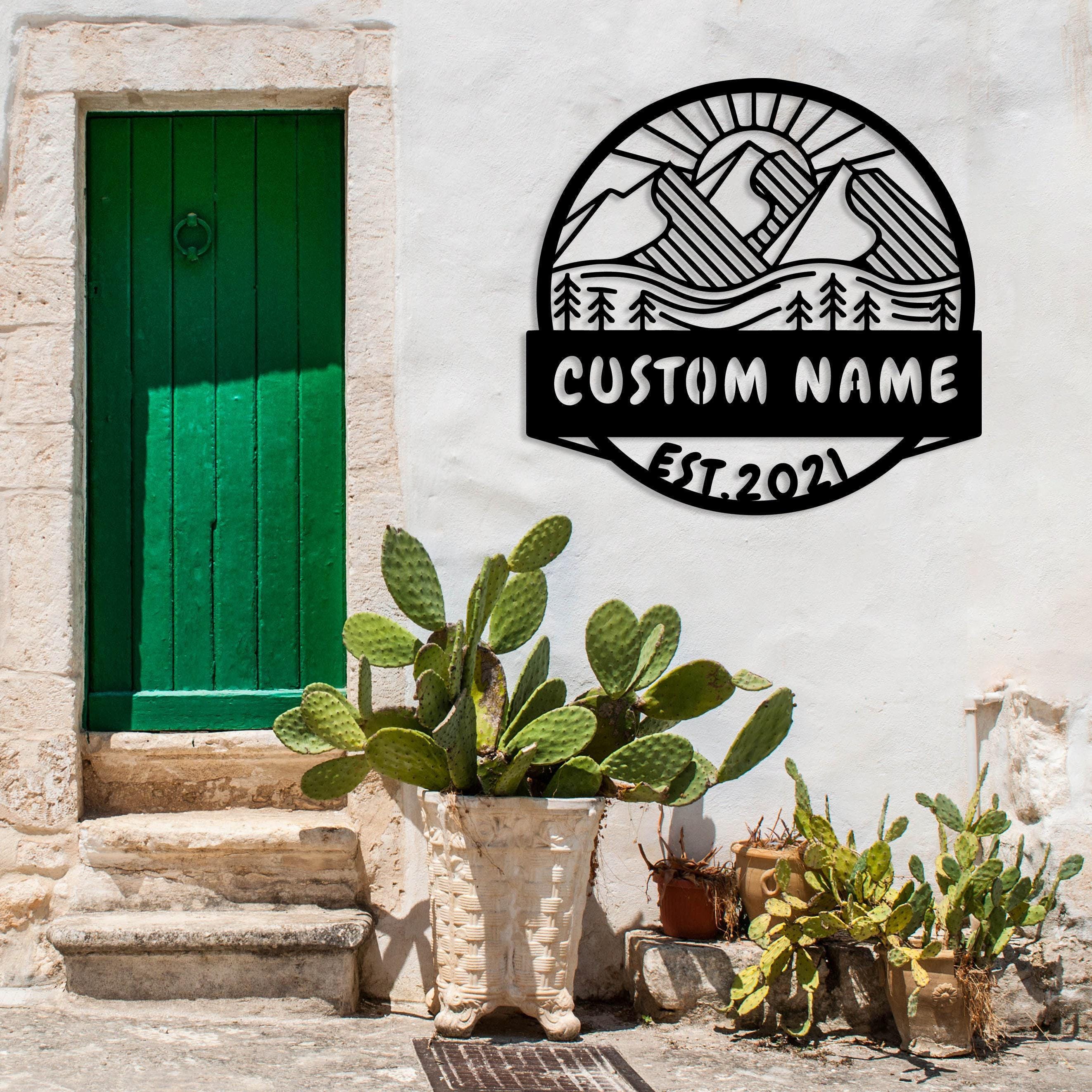 Personalized Mountain Metal Wall Sign, Western Decor, Abstract Mountain ...