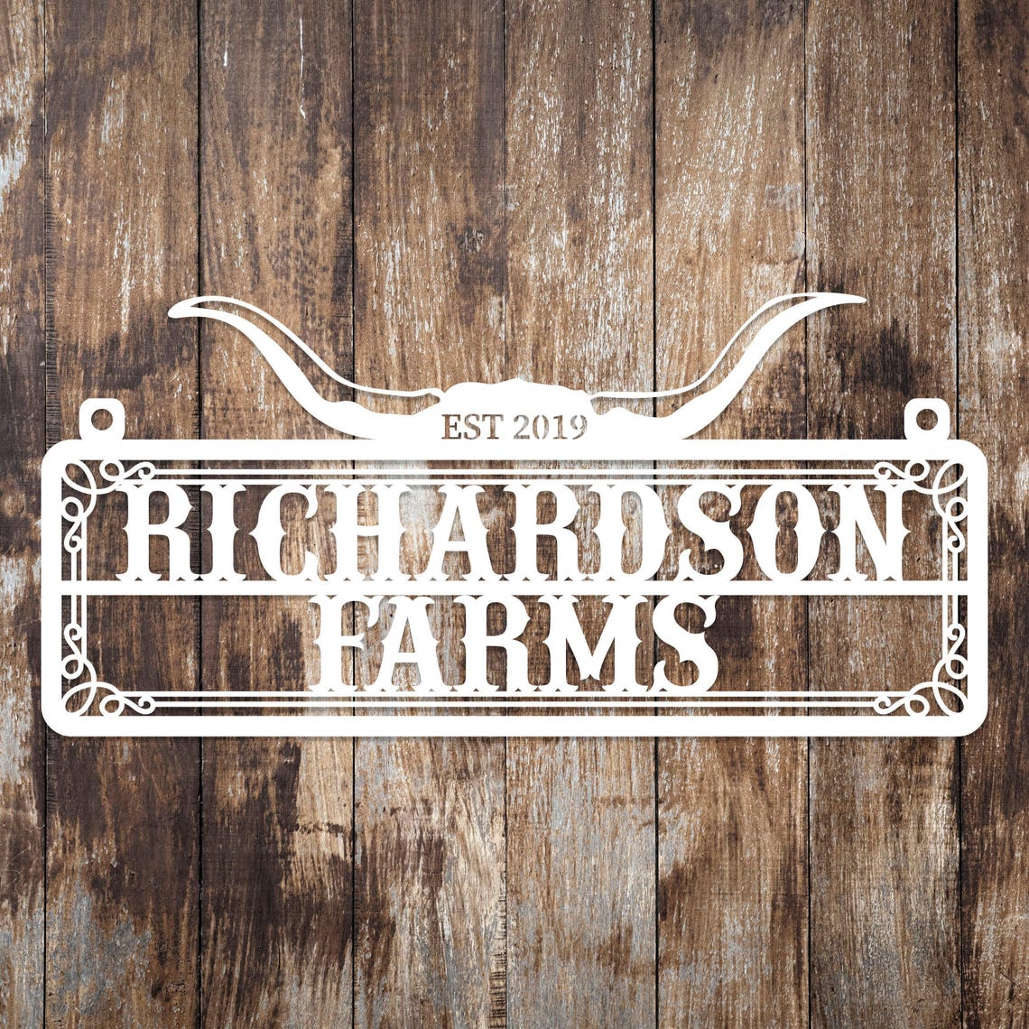 Custom Metal Bull Horn Sign, Personalized Farm Name Sign, Ranch ...