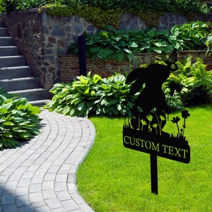 Metal Custom Name Rabbit Garden Stake, Bunny Garden Sign, Your Own Text Garden Decorations, Yard Decor Art, Gardener Gift, Mom's Garden Sign image 10