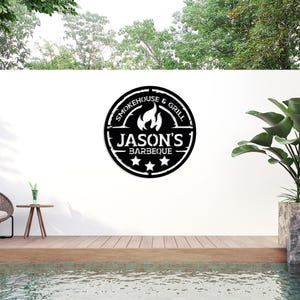 Cartello da parete per barbecue in metallo personalizzato, cartello per barbecue personalizzato, cartello per barbecue per esterni, cartello per barbecue di grandi dimensioni, regalo personalizzato, decorazione da parete per barbecue immagine 10