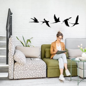 Birds Metal Wall Decor Set of 5, Metal Garden Decor, Minimal Birds Wall Art, Housewarming Gift, Unique Home Decor, Earthy Wall Decor, Birds image 5