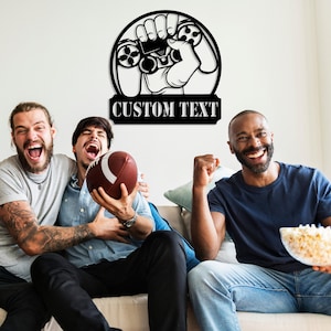 Insegna da gioco in metallo personalizzata, insegna con controller di gioco personalizzato, arredamento per sala videogiochi, insegna con nome da giocatore, regali per fidanzato, arazzo da parete per videogiochi
