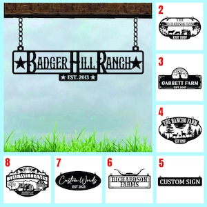Custom Metal Ranch Sign, Personalized Farmhouse Name Sign, Outdoor Barn Entrance Sign, Rustic Ranch Decor, Family Name Sign, Steel Gate Sign