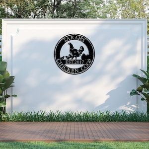 Custom Metal Chicken Coop Sign, Hen House Coop Sign, Chicken and Chic Wall Decor, Barn House Decor, Farm Sign,Personalized Chicken Farm Sign