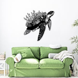 Arte de pared de metal con diseño de tortuga marina, decoración de pared con diseño único de tortuga, vida marina, decoración costera, arte para casas de playa, decoración de interiores y exteriores, decoración oceánica