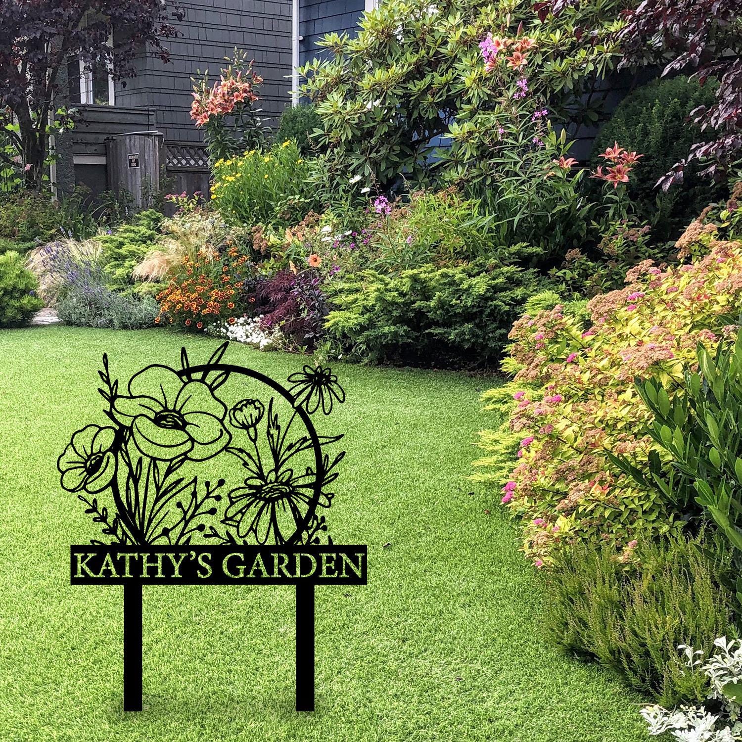 Custom Metal Garden Stake, Garden Marker, Every Garden Metal Stake, Personalized Gift, Gardener Name Sign, Mom Garden Sign, Outdoor Yard Art