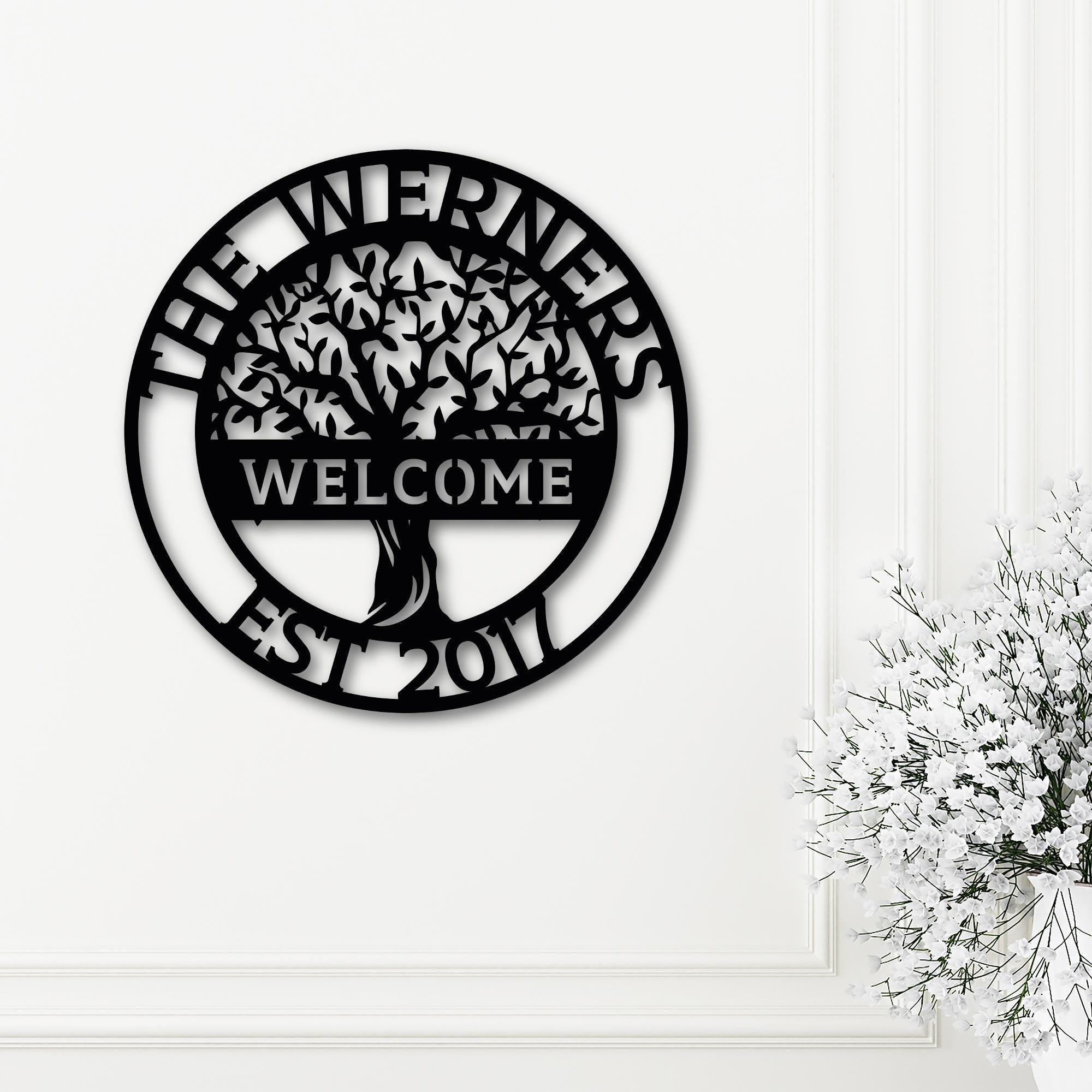 Custom Welcome Family Tree of Life Name Sign, Personalized Gift Metal ...