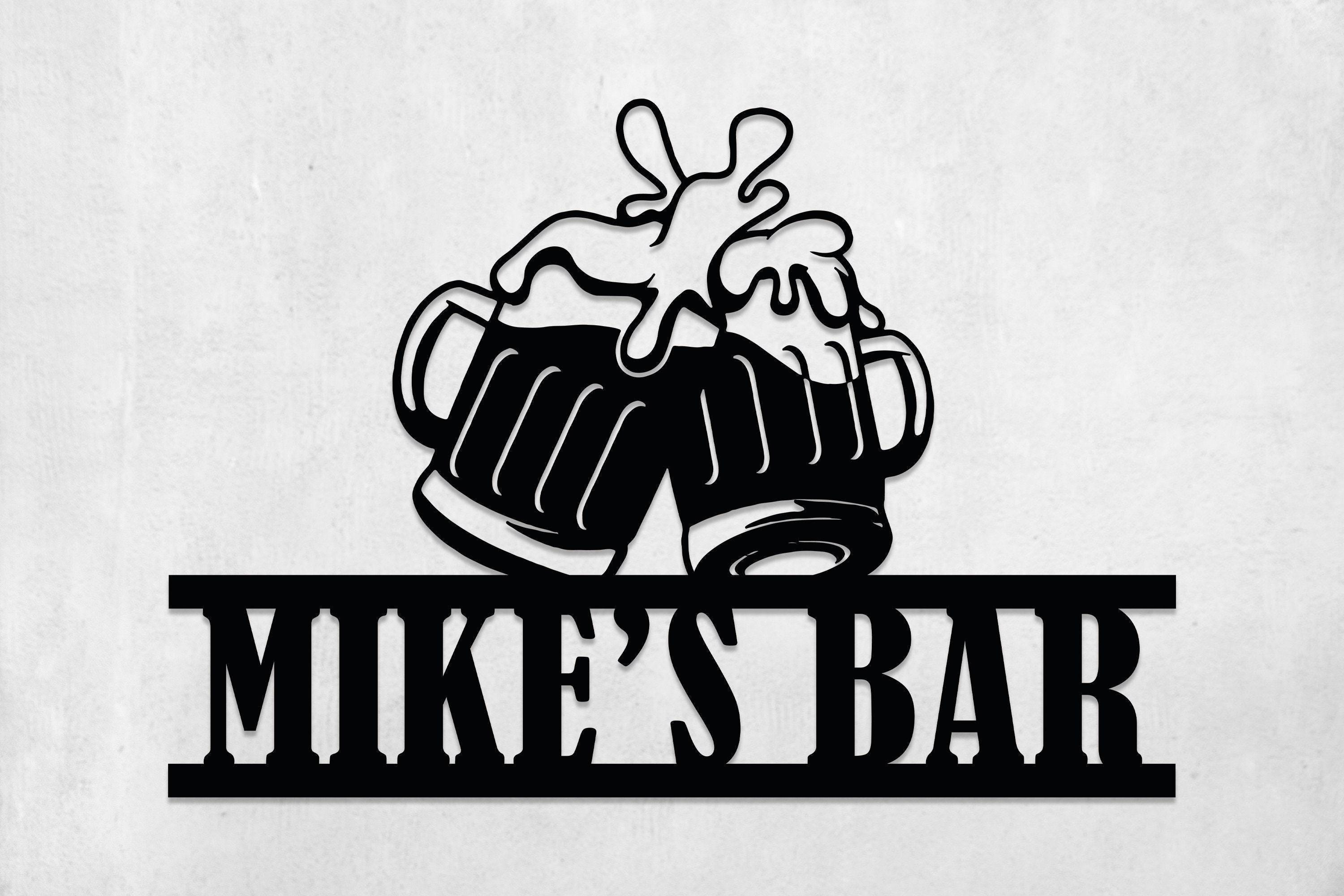 Custom Metal Bar Sign, Beer Mug Wall Art, Personalized Bar Sign for ...