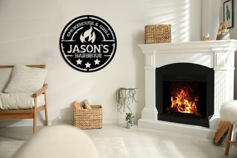 Cartello da parete per barbecue in metallo personalizzato, cartello per barbecue personalizzato, cartello per barbecue per esterni, cartello per barbecue di grandi dimensioni, regalo personalizzato, decorazione da parete per barbecue immagine 9
