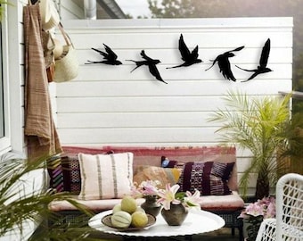 Birds Metal Wall Decor Set of 5, Metal Garden Decor, Minimal Birds Wall Art, Housewarming Gift, Unique Home Decor, Earthy Wall Decor, Birds