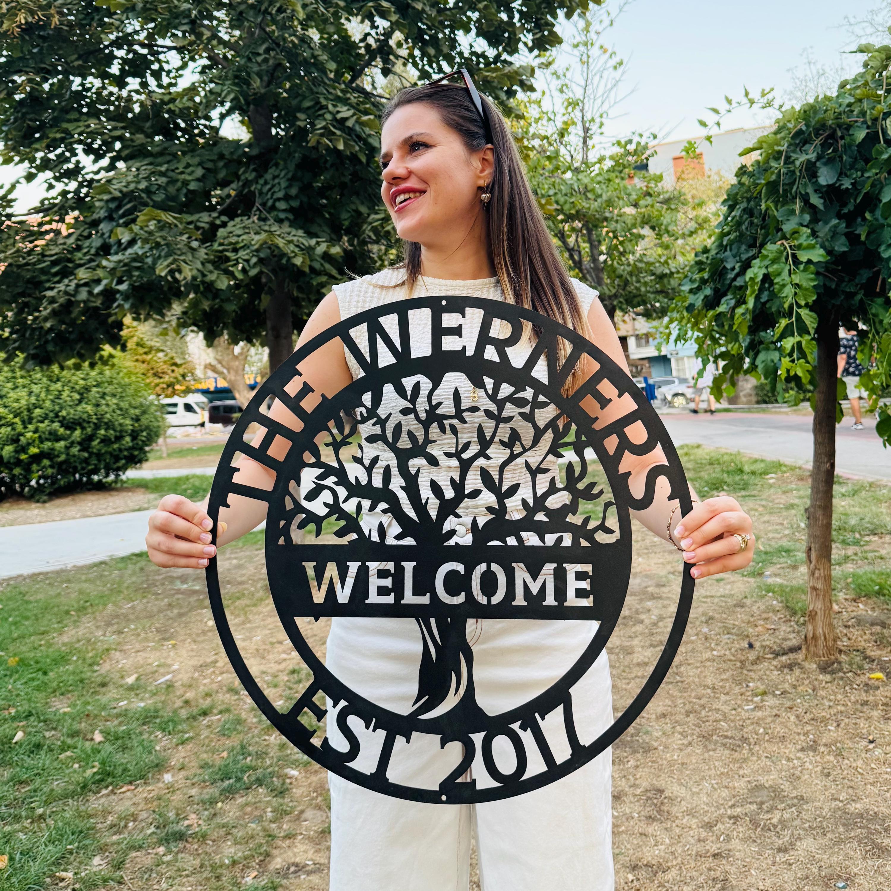 Custom Welcome Family Tree of Life Name Sign, Personalized Gift Metal ...