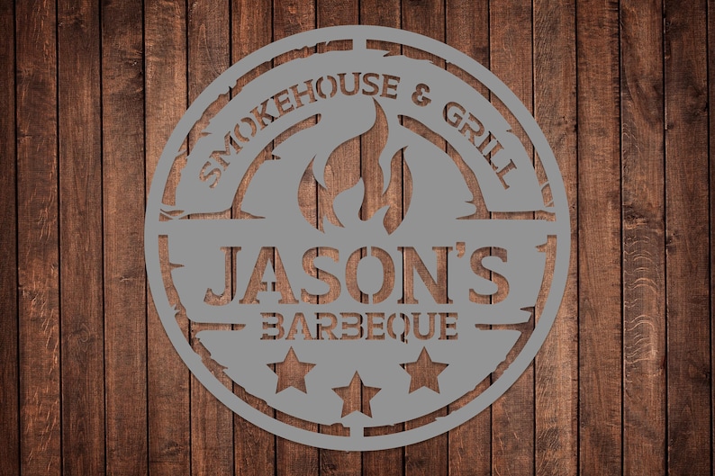 Cartello da parete per barbecue in metallo personalizzato, cartello per barbecue personalizzato, cartello per barbecue per esterni, cartello per barbecue di grandi dimensioni, regalo personalizzato, decorazione da parete per barbecue Silver