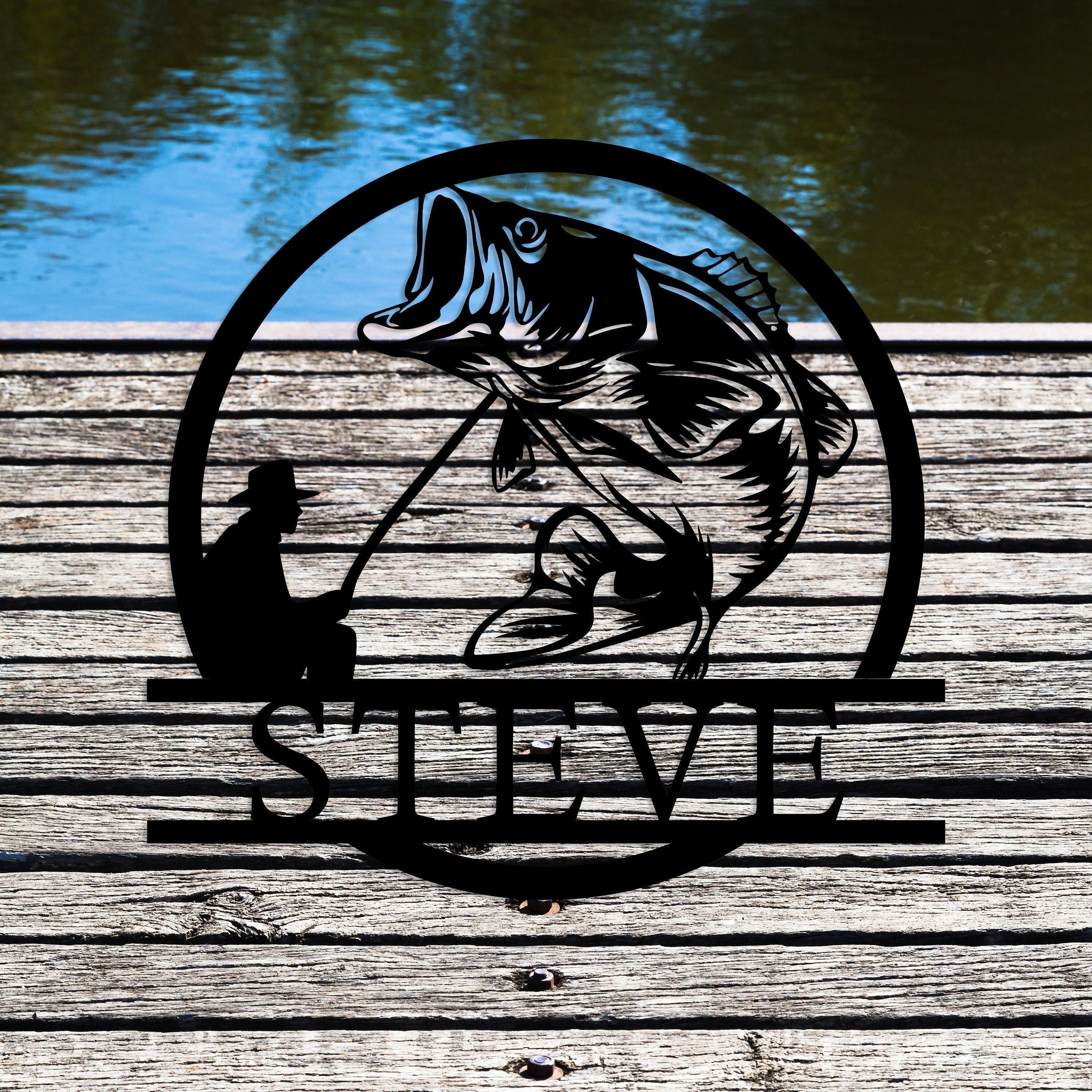 Personalized Fish Metal Name Sign, Custom Fishing Sign, Outdoor Cabin ...