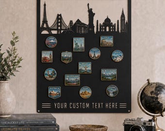 Customizable Metal Magnet Board, Travel Magnets Wall Hang, Personalized Magnet Wall Display, Large Bulletin Organizer, Home Office Wallart