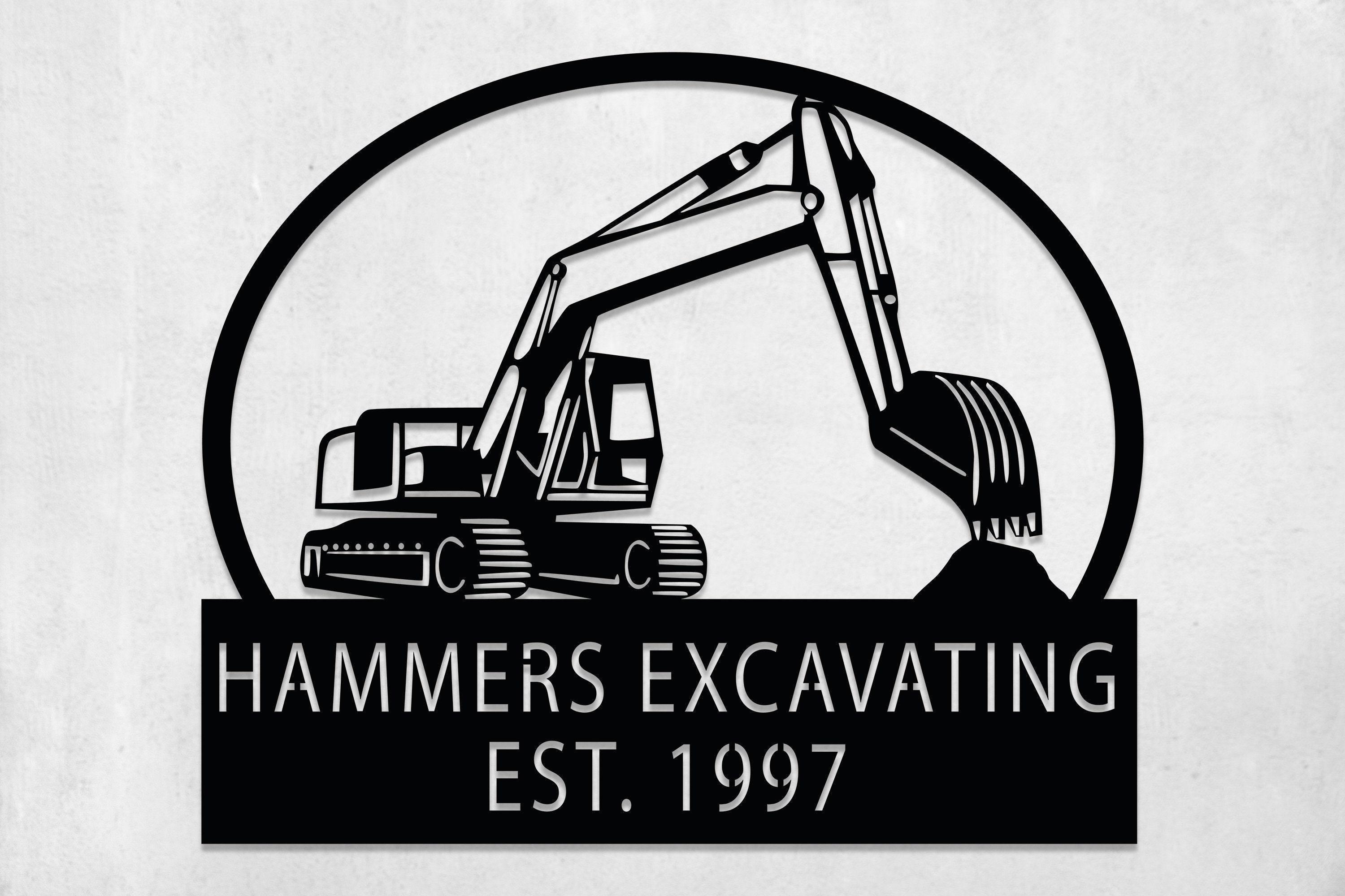 Personalized Excavator Metal Wall Sign, Custom Backhoe Loader Sign ...