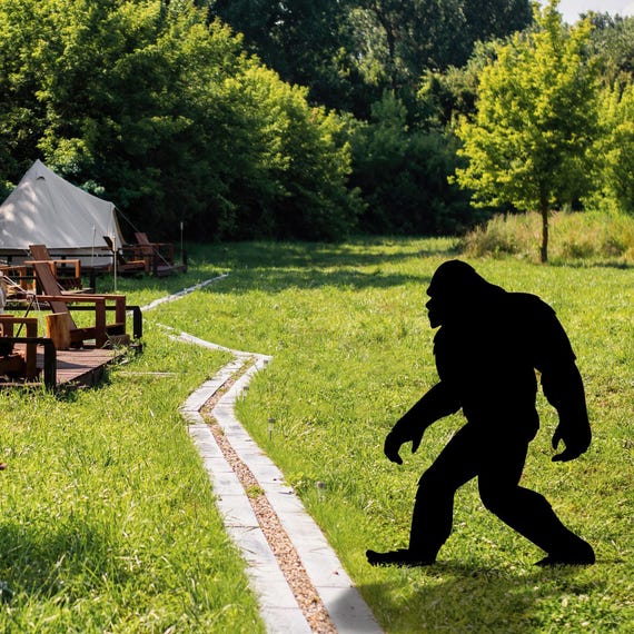 Garden Sasquatch Sign with Stakes, Bigfoot Outdoor Sign, Bigfoot Yard Art, Metal Sasquatch, Yeti Sign, Yard Decor, Large Garden Decor, Sign