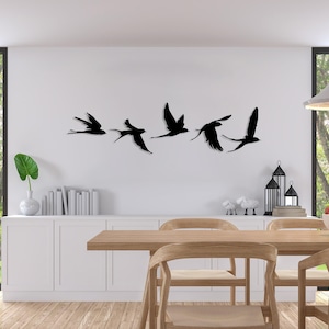 Birds Metal Wall Decor Set of 5, Metal Garden Decor, Minimal Birds Wall Art, Housewarming Gift, Unique Home Decor, Earthy Wall Decor, Birds Black