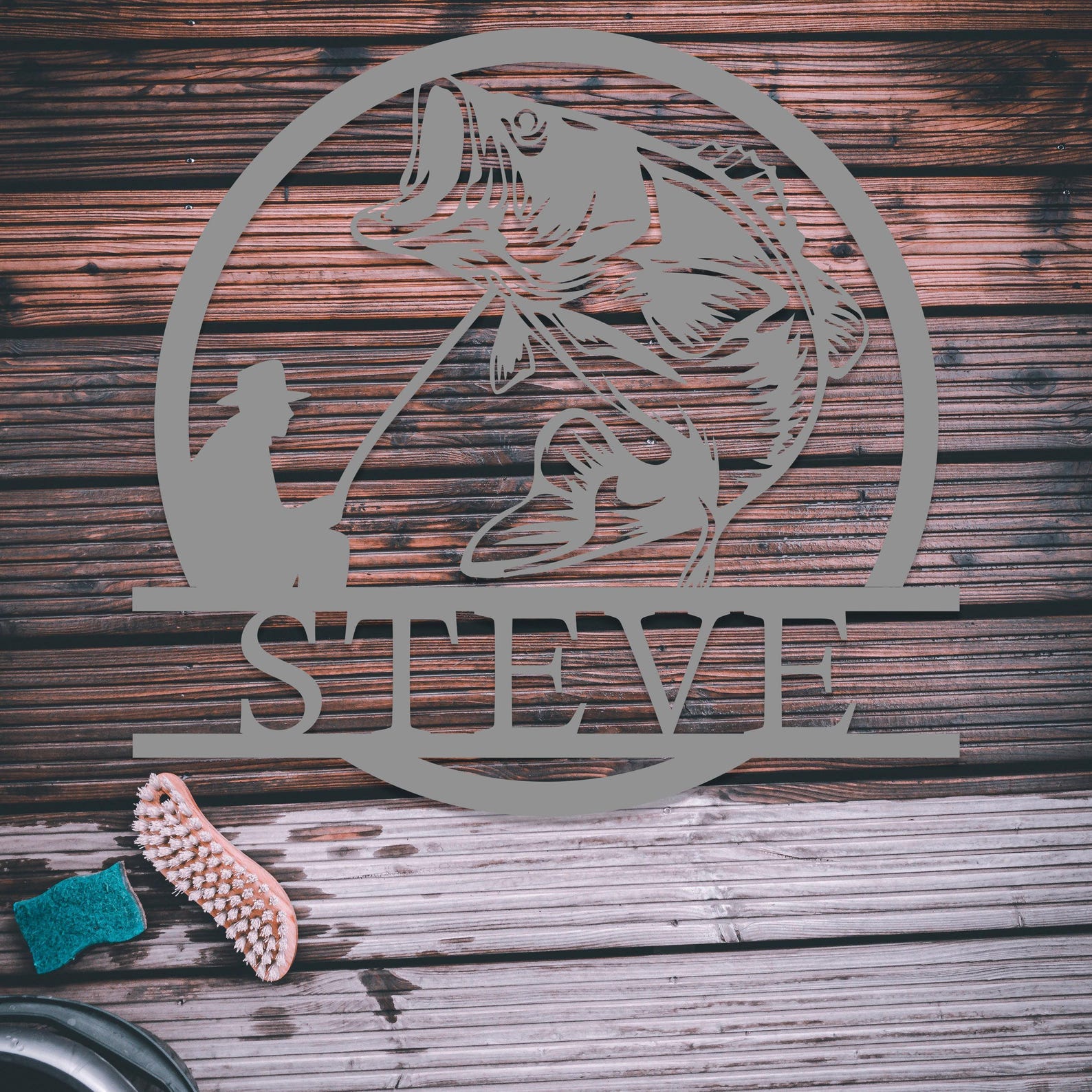 Custom Fish Sign Personalized Fish Metal Name Sign, Custom Fishing Sign, Outdoor Cabin ...