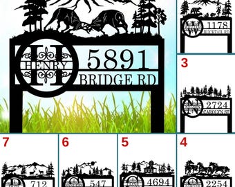 Custom Metal Garden Address Stake Sign, Different Design Options, Family Name Adress Sign Gift, Closing Gift,  Outdoor Frontyard Sign