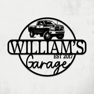 Personalisiertes Metall Workshop Zeichen, benutzerdefiniertes Name Est-Zeichen, Garagen-Wanddekoration, Werkstatt-Schild Papas LKW, Weihnachtsgeschenk für die Familie