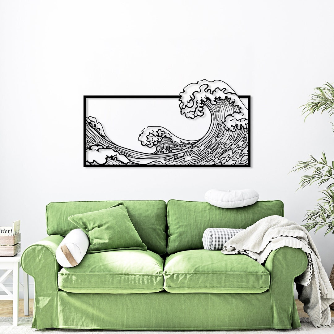The Great Wave Metal Wall Art, Large Kanagawa Decor, Hokusai Katsushika