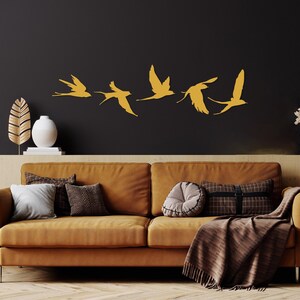 Birds Metal Wall Decor Set of 5, Metal Garden Decor, Minimal Birds Wall Art, Housewarming Gift, Unique Home Decor, Earthy Wall Decor, Birds Gold