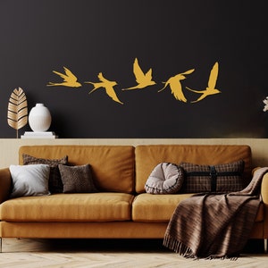 Birds Metal Wall Decor Set of 5, Metal Garden Decor, Minimal Birds Wall