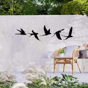 Birds Metal Wall Decor Set of 5, Metal Garden Decor, Minimal Birds Wall Art, Housewarming Gift, Unique Home Decor, Earthy Wall Decor, Birds image 7