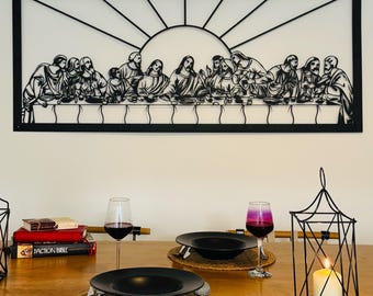Decorazione murale in metallo raffigurante l'Ultima Cena di Gesù Cristo, regalo cristiano in metallo, decorazione religiosa, opera d'arte di Leonardo da Vinci, decorazione murale XL, regalo di Natale