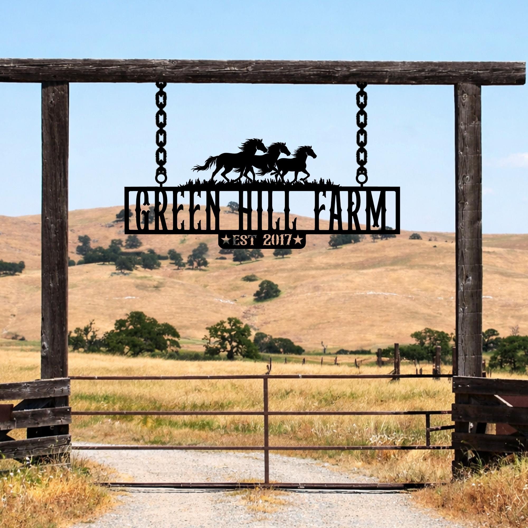 Large Custom Metal Ranch Sign W/ Different Designs, Farmhouse Gift ...
