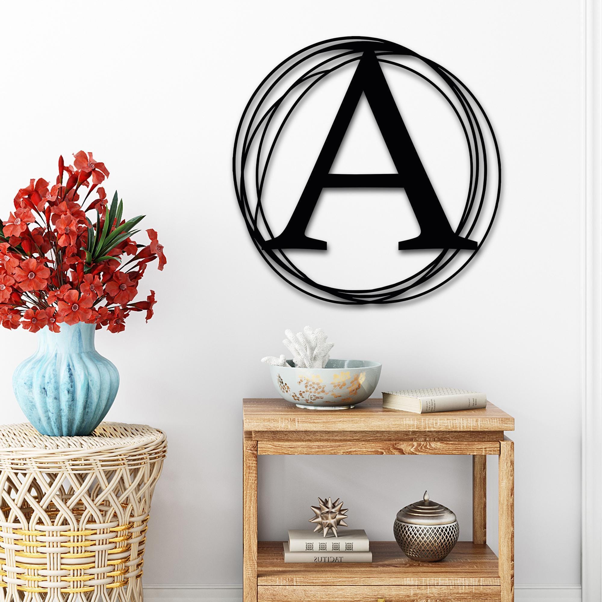 Custom Monogram Metal Sign, Monogram Letter Custom Metal Art ...