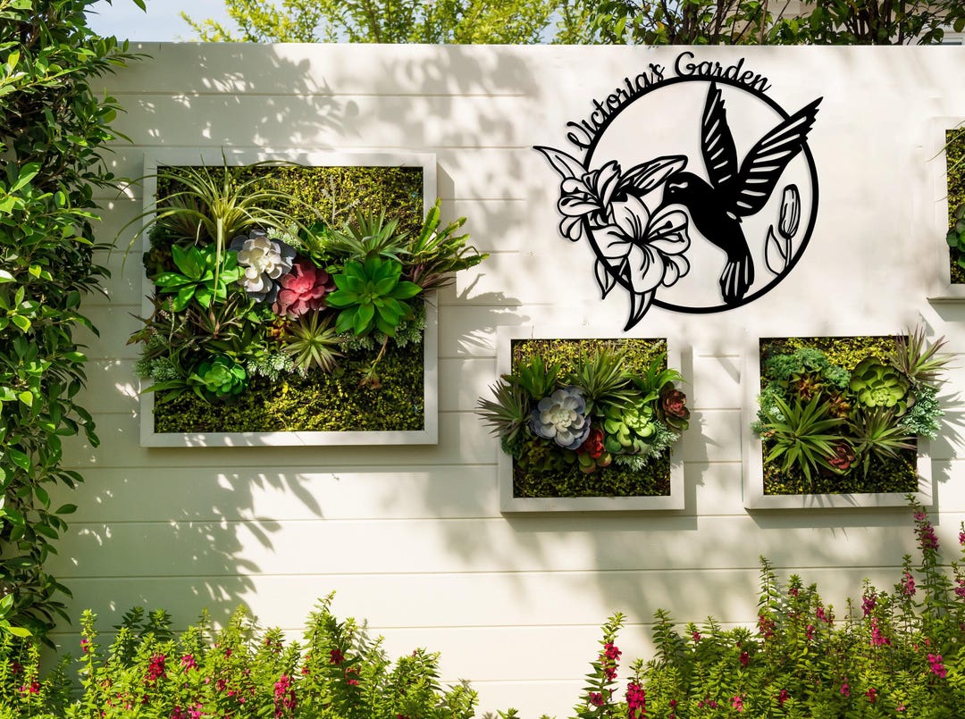 Personalized Hummingbird Metal Garden Decor, Flower Beds Decor, Custom ...