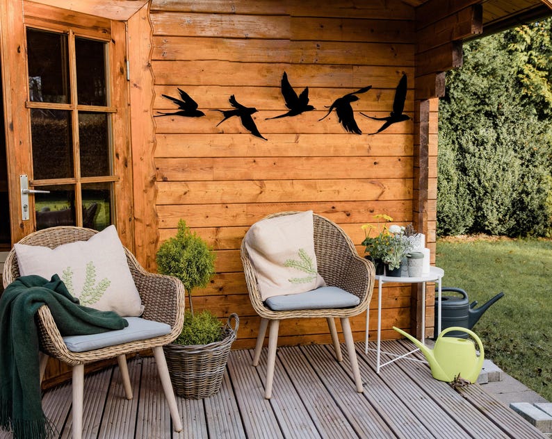 Birds Metal Wall Decor Set of 5, Metal Garden Decor, Minimal Birds Wall Art, Housewarming Gift, Unique Home Decor, Earthy Wall Decor, Birds image 9
