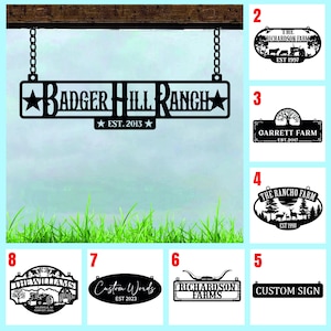 Custom Metal Ranch Sign, Personalized Farmhouse Name Sign, Outdoor Barn Entrance Sign, Rustic Ranch Decor, Family Name Sign, Steel Gate Sign