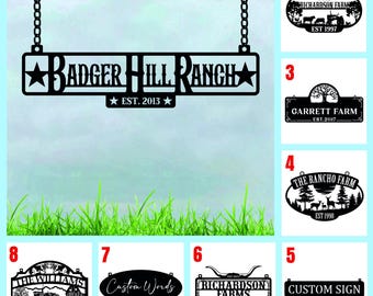 Custom Metal Ranch Sign, Personalized Farmhouse Name Sign, Outdoor Barn Entrance Sign, Rustic Ranch Decor, Family Name Sign, Steel Gate Sign