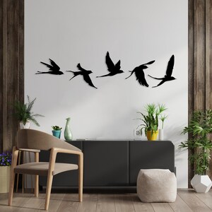 Birds Metal Wall Decor Set of 5, Metal Garden Decor, Minimal Birds Wall Art, Housewarming Gift, Unique Home Decor, Earthy Wall Decor, Birds image 10