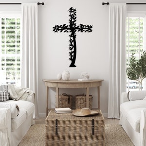 Cross Metal Wall Art, Tree and Birds Living Cross Hanging, Religious Home Accent, Jesus Metal Sign, Christian Wall Decor, Religious Gift,Art image 8