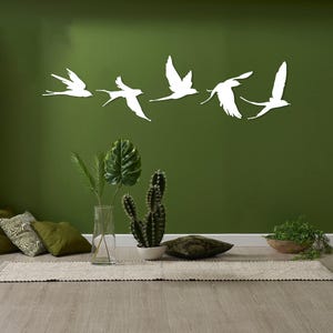 Birds Metal Wall Decor Set of 5, Metal Garden Decor, Minimal Birds Wall Art, Housewarming Gift, Unique Home Decor, Earthy Wall Decor, Birds White
