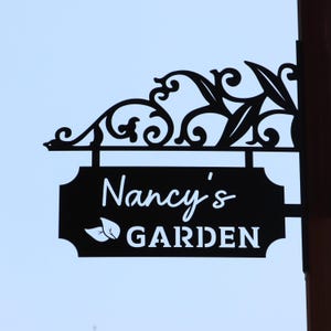 Personalized Floral Street Metal Sign Bracket, Custom Flower Hanging Sign, Garden Bracket,Business Corner Sign,Garden Nameplate,Gift For Her