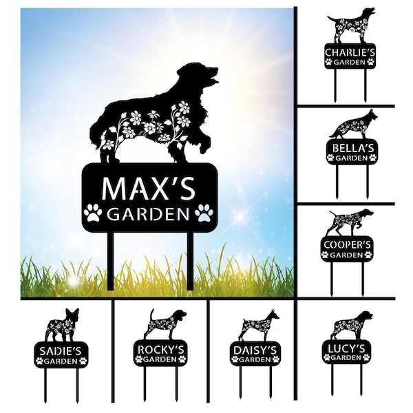 Custom Dog Garden Metal Stake, Personalized Dog Name Memorial Sign, Pet Lover Gift, Dog Grave Marker, Every Dog Breed Decor, Pet Loss Sign