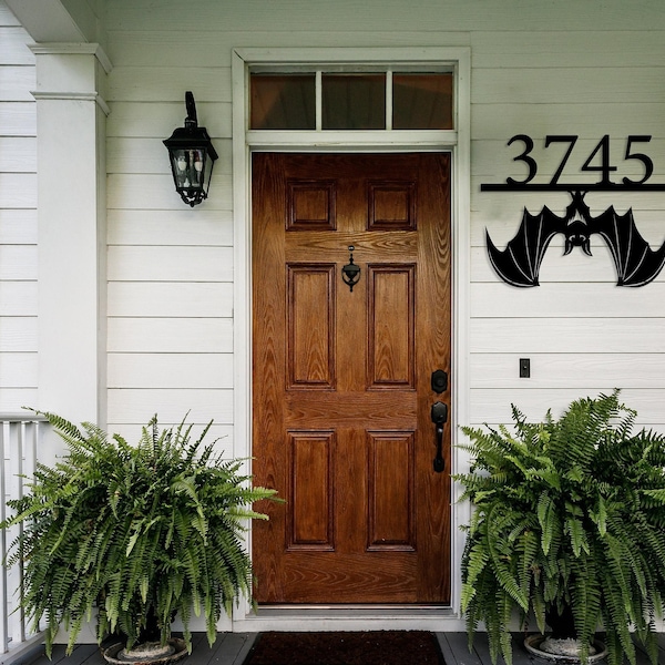 Custom Bat Address Sign, Personalized House Number Sign, Halloween Bat Decor, Unique Design Sign, Gift for Home, Front Door Decor, Fall Art