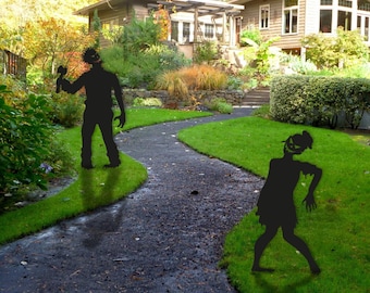 Gruseliger Halloween-Metallgartenstecker 2er-Set, Halloween Yard Art, Halloween-Geschenk für draußen, gruselige Jahreszeit