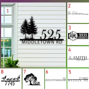 Moderne Metall-Hausadresse Schilder, Adressnummer Schild mit Straßenname, Mitte Jahrhundert Plakette, Stahl Outdoor Home Nummer Dekor, Abschlussgeschenk