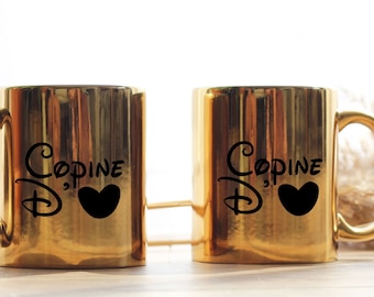 Love Girlfriend Mug - Personalized Ceramic Mug - Original Gift Idea Friendship Girlfriends Colleagues - Gold Golden Silver