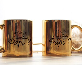Taza de Anuncio de Embarazo Si Te Llamé Papi - Taza de Cerámica Personalizable - Idea Original de Regalo Futuro Abuelo - Oro Plata Dorada